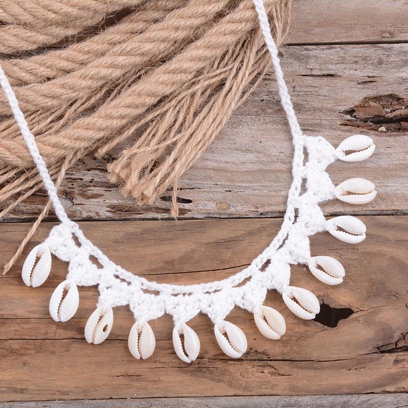 Women Natural Sea Cowrie Shell Summer Jewelry Rope Chain Choker Necklace Bohemian Shells Choker Girl Friendship Gifts