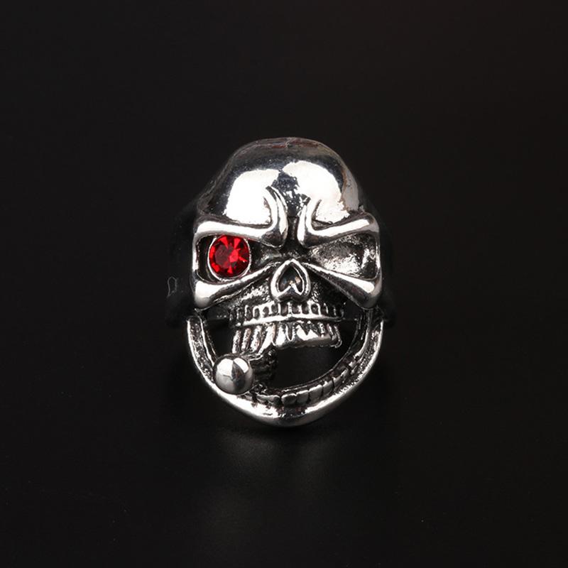 Retro Cigarette Skull Large Ring For Men Punk Gothic Rock Hiphop Ring Biker Accessories Handmade Designer Zircon Gift For Man