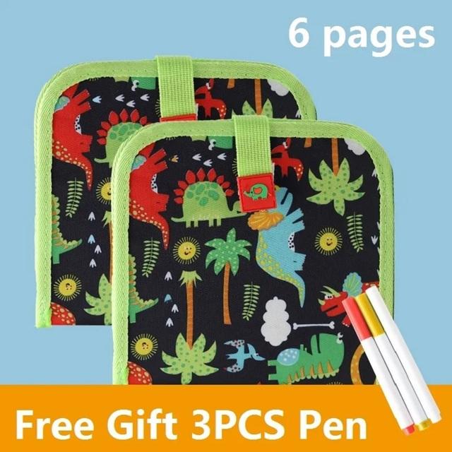 Детская волшебная доска, обучающие детские игры, раскраски, детские игрушки для рисования, 6 страниц, стирающие доски с помощью водных меловых ручек