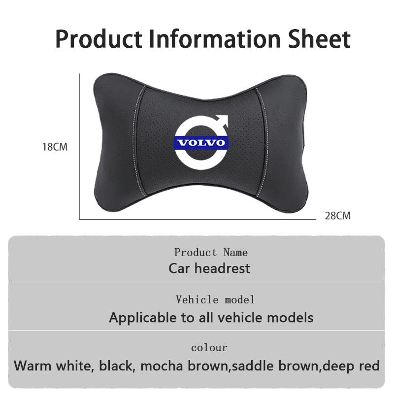 AABBM1 Car Seat Headrest Neck Pillow For Volvo XC40 XC60 V60 V40 XC90 V50 S60 V70 S90 Olestar AWD Head Support Car Interior Accessories