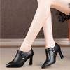 Fashion Women Cute Sweet Wine Red Pu Leather Side Zipper Square Heel Boots Lady Cool Black Comfort Autumn Shoes Botas Femininas E9005