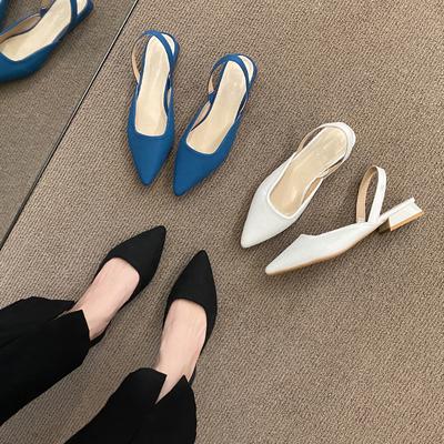 Летние женские новые сексуальные ретро однотонные каблуки из искусственной кожи туфли на открытом воздухе для банкета вечеринки остроносые туфли модные сандалии большого размера 42