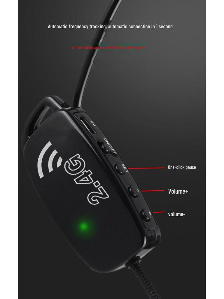 2.4G Wireless Headset with Ear-Hook Microphone and Speaker