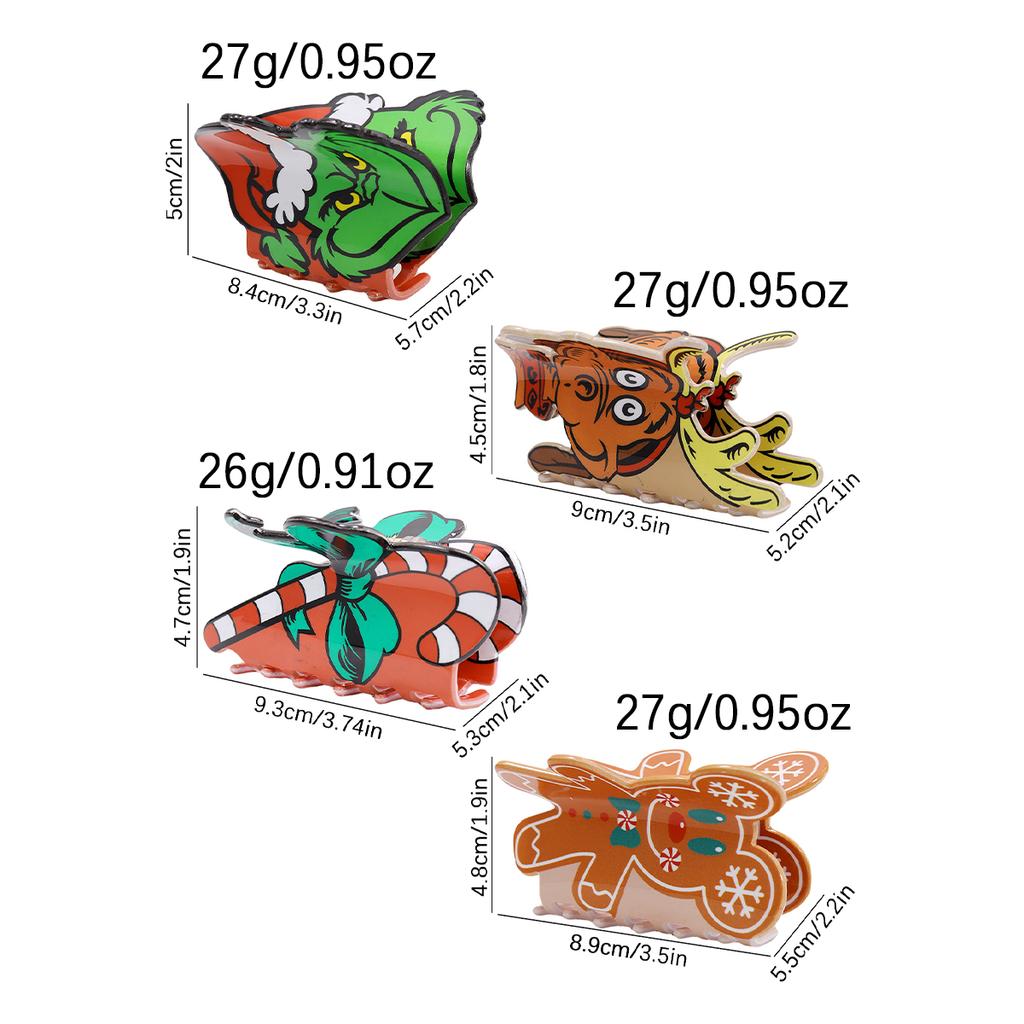 1 pc cute cartoon print Christmas seriesgrab clip hair ornament on the back of the head