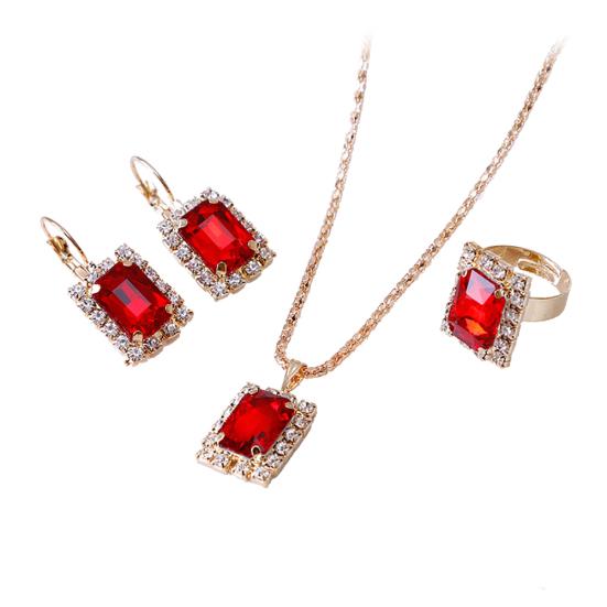 Модный комплект ювелирных изделий для женщин, банкет, свадьба, ожерелье, серьги, кольцо на палец