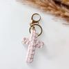 Handmade Christian Cross-shaped Keychain with Golden Ring Compact Comfortable Prayer Pendant Religious Accessory