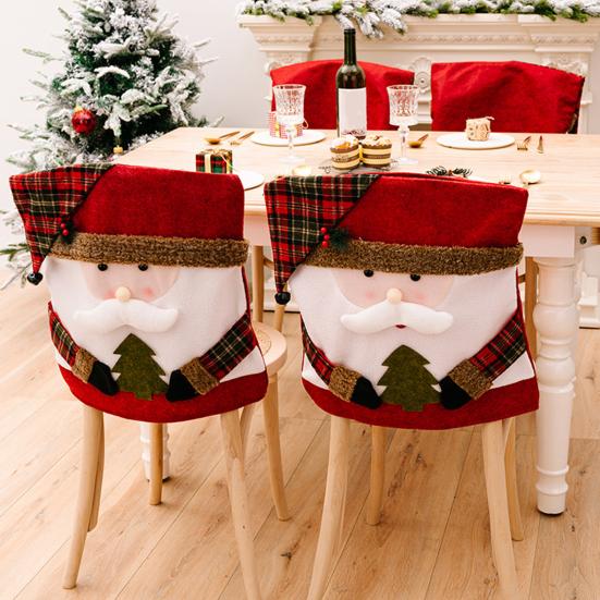 Christmas Chair Cover Snowman Santa Claus Deer Shape Christmas Themed Back Cover Restaurant Seating Decor