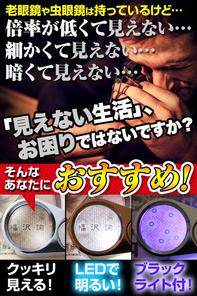 Лупа Phoenix Jewelry для оценки ювелирных изделий со светодиодной подсветкой, гарантия 45, увеличительное стекло [увеличение 40x]<Long-Term Days>