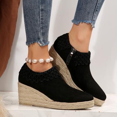 Женская обувь 2024 года, горячая распродажа, Рим, женские туфли на высоком каблуке, повседневные туфли-лодочки на платформе, женские туфли на шнуровке с боковой молнией на танкетке, женская обувь для активного отдыха Zapatos