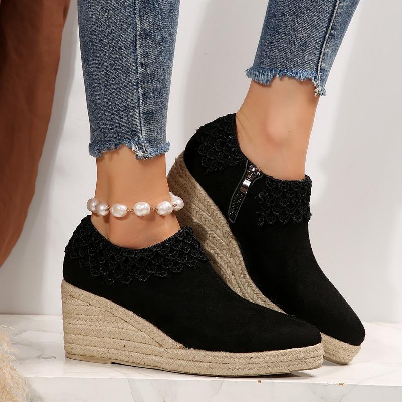 Женская обувь 2024 года, горячая распродажа, Рим, женские туфли на высоком каблуке, повседневные туфли-лодочки на платформе, женские туфли на шнуровке с боковой молнией на танкетке, женская обувь для активного отдыха Zapatos