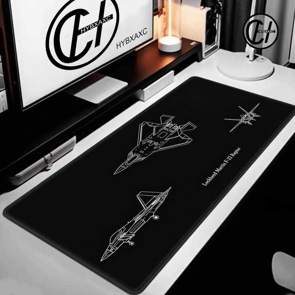 F22 Fighter Jet Blueprint Mouse Pad Large Computer Office Game Table Mat Rubber Antislip Gaming Keyboard Hybxaxc Long Desk Pad