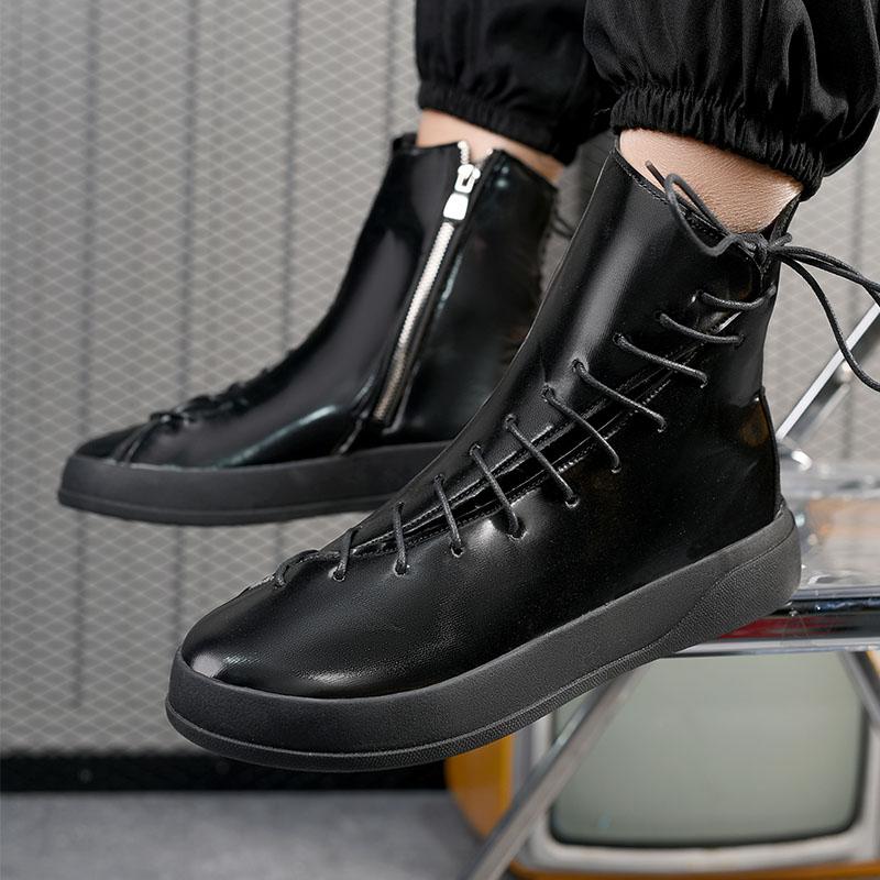 Fashion Luxury Men's Beige High Top Sneakers Leather Casual Sneakers Men Flat Designer Shoes Breathable Hip Hop Sport Shoes Man