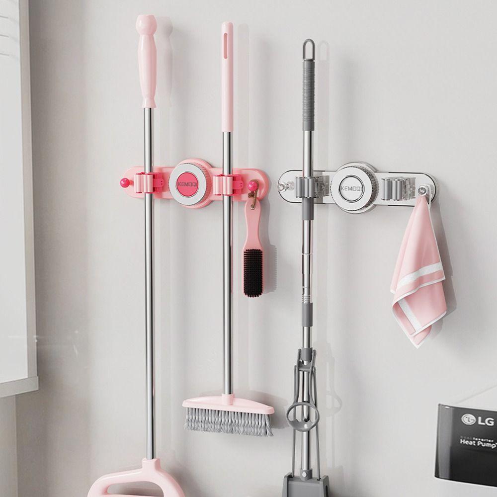 Присоска Зажим для швабры Настенная стойка для хранения швабры Инструменты для ванной комнаты Держатель для швабры