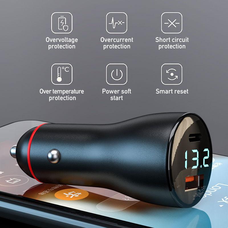 12 В-24 В Автомобильное зарядное устройство для прикуривателя 65 Вт + 45 Вт PD USB для быстрой зарядки, автоматический адаптер питания, автомобильная зарядка для камеры смартфона, ноутбука