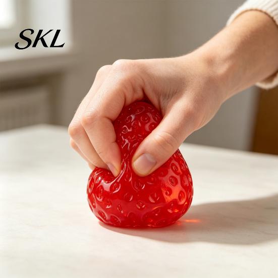 Mind Relaxation Squeeze Ball Strawberry Toy, Stress Relief for Adults Soft TPR Fruit And Irritability Reducer Fidget Portable Focus Enhancer