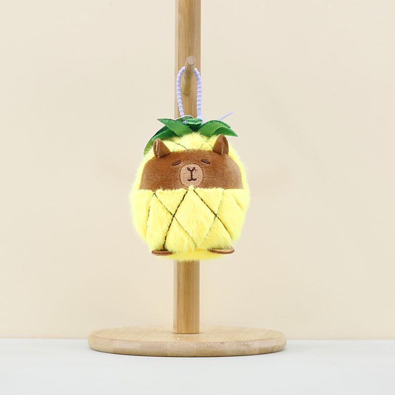 Fluffy Avocado Capybara Plush Keychain Unique Pineapple Bag Charm 12cm Soft Toy