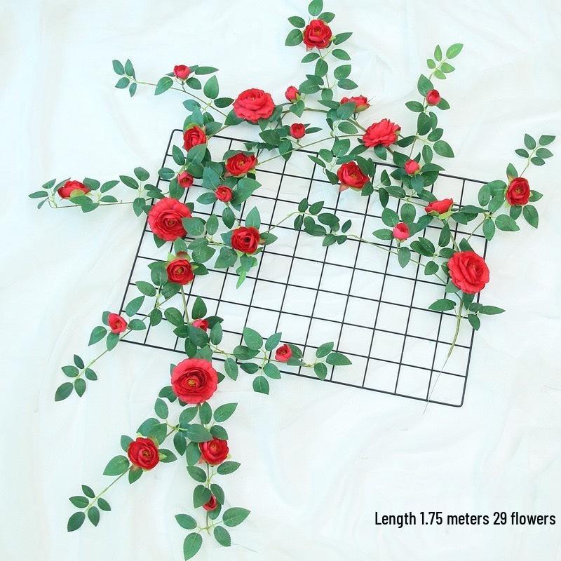 Artificial Rose Vine for Outdoor Decor - Hanging, Shading & Balcony Beautification