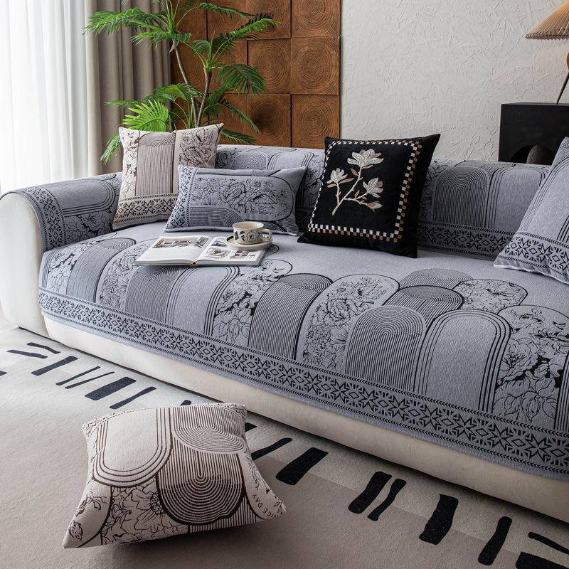 Современная Минималистичная и Роскошная Хлопковая Подушка для Дивана Всесезонная Универсальная Противоскользящая Пылезащитная Износостойкая Ткань для Покрытия Дивана