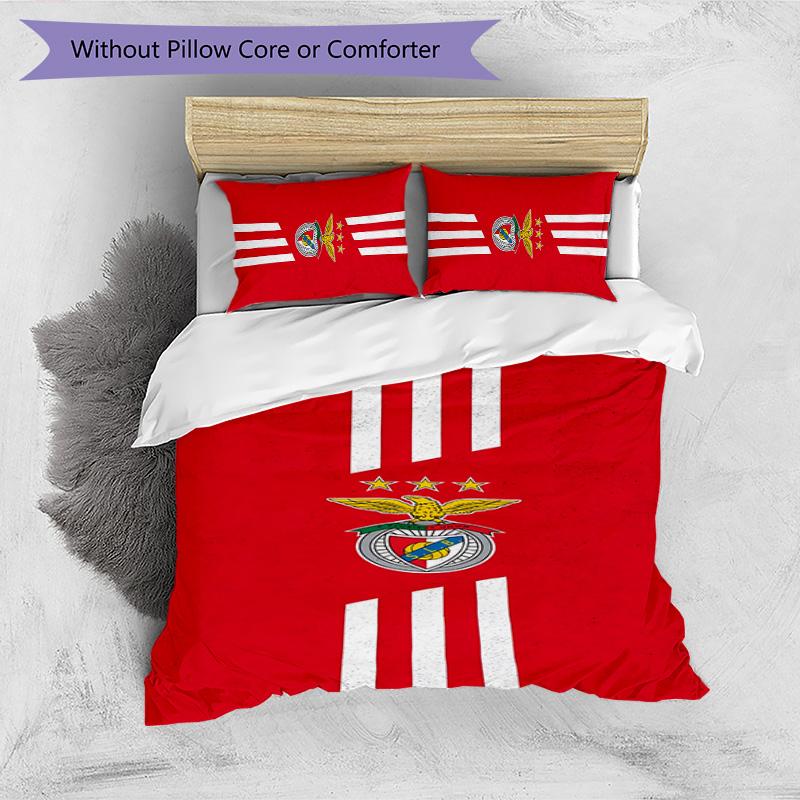 Benfica Pattern Printed 3PCS Bedding Set Soft Skin-Friendly Washable Duvet Cover & Pillowcases Set All Season Bedroom
