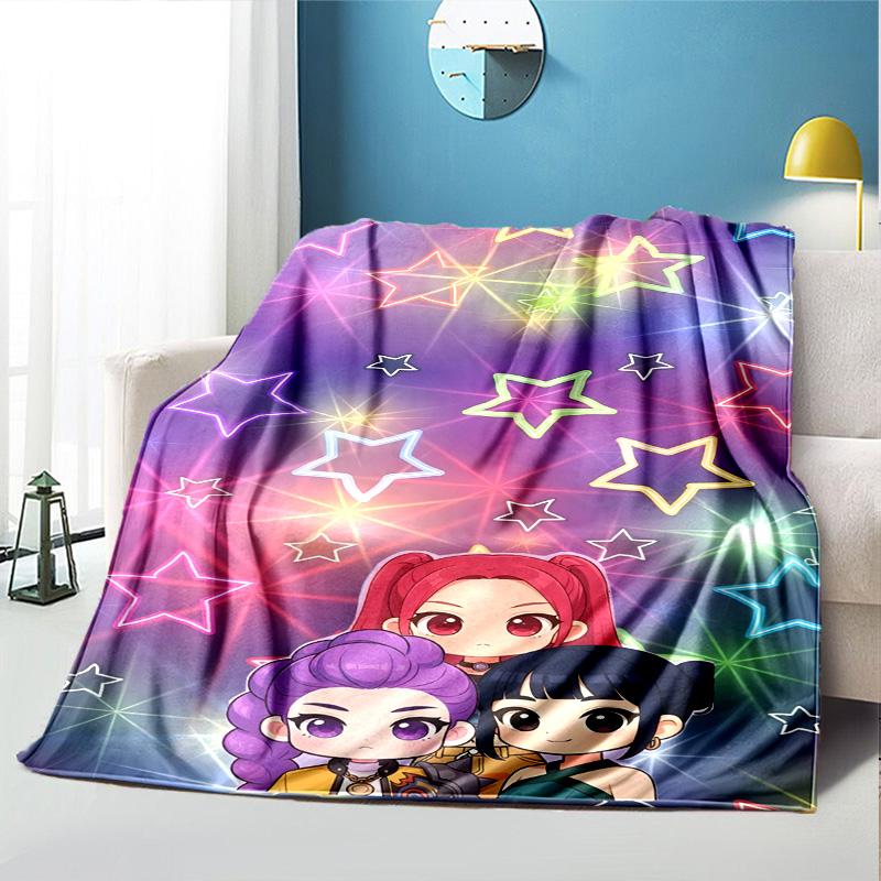 KPop Demon Hunters Pattern Blanket for Home Decoration, Bed, Sofa, Car Travel, Camping, Suitable for All Seasons, Birthday Christmas Gift