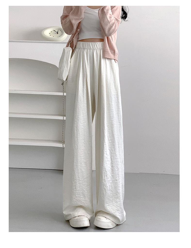 2025 Women's High-Waist Ice Silk Wide-Leg Pants