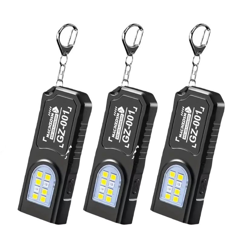 LED Keychain Flashlight Type C Rechargeable 550LM Portable Mini Torch Pocket Lantern Flood Work Light With Magnet For Emergency