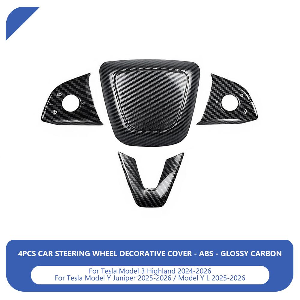 Heenvn For Tesla Model Y Juniper Model Y L 2025-2026 Model 3 Highland 2024-2026 ABS Car Steering Wheel Button Panel Trim Cover
