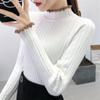 Half Turtleneck Sweater Knitted Base Blouse Women's Short Style Slim Fit