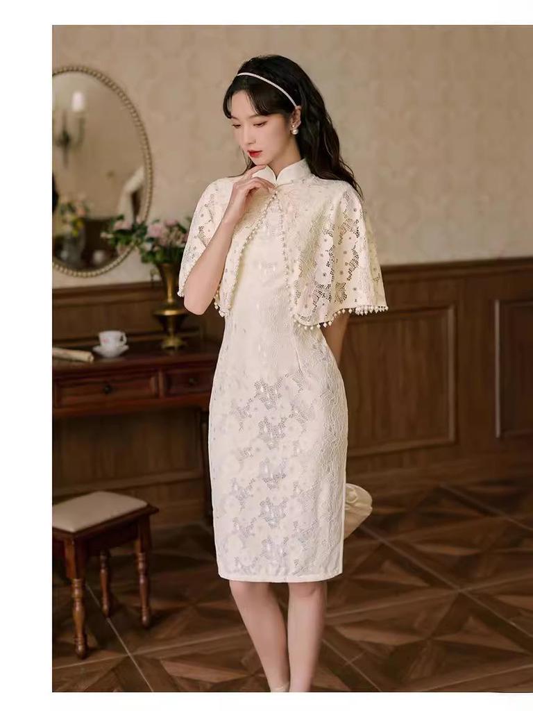 Женское вечернее платье чонсам шаль - Стильный кружевной кардиган для защиты от солнца