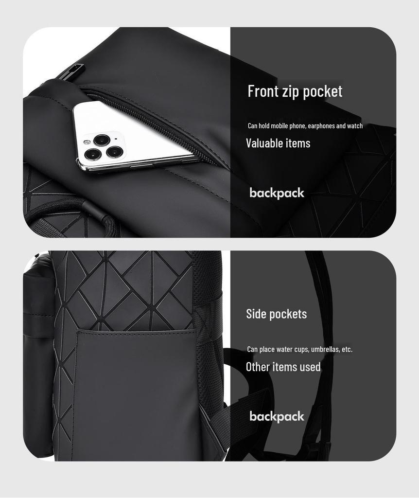 Модный мужской рюкзак с геометрическим узором: Стильный, Универсальный, Вместительный, Легкий Рюкзак на Двух Лямках