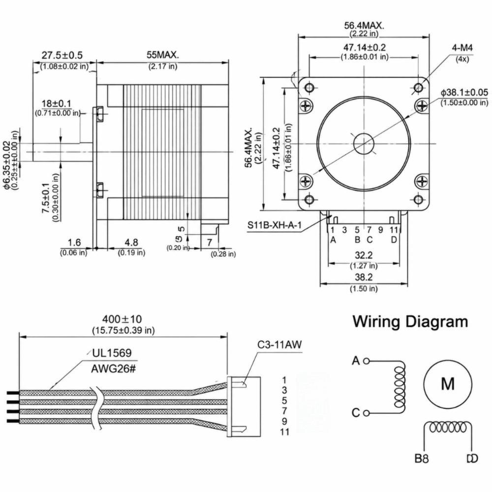 57 56mm Nema 23 Stepper Motor 2.8A CNC Stepper Motor Durable 3D Printer Stepper Motor 3D Printer