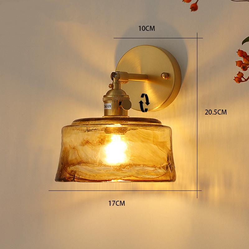 Скандинавский стиль ретро японский стиль латунный стеклянный настенный светильник домашний бар ресторан спальня ночник креативная индивидуальная настенная лампа