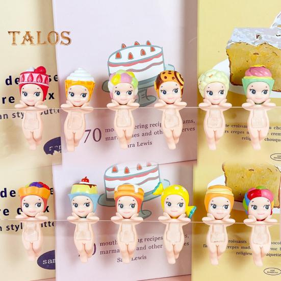 12 шт., держащая подбородок ангела, кукла, фрукт, головной убор, животное, фигурка ангела, ПВХ, мультяшная фигурка ангела, книжная полка, настольное украшение, орнамент