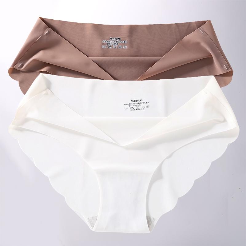 2PCS/Set M-XL Seamless Ice Silk Sexy Women Panties Pantys 7 Solid Colors Breathable Pantys Underwear For Girls Lingerie