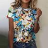 Women Fashion Butterfly T-shirt Summer 3D Colorful Printed Tops Tees Female Casual Short Sleeve Clothing Ladies Vintage Outfit