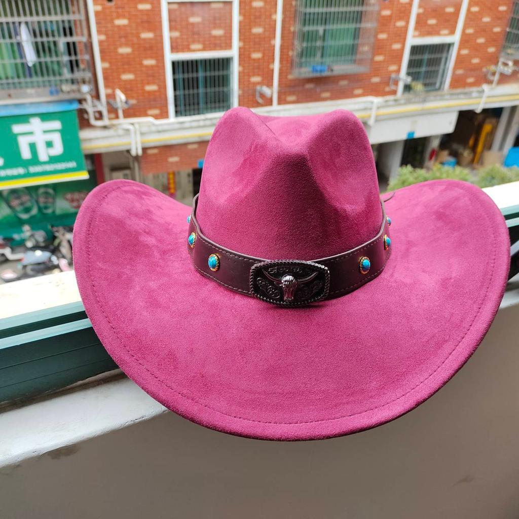 Замшевая шляпа Fedora Ковбойские шляпы в стиле вестерн Замшевая ковбойская шляпа в стиле вестерн Мужская и женская ковбойская шляпа с большими полями с каплевидным верхом