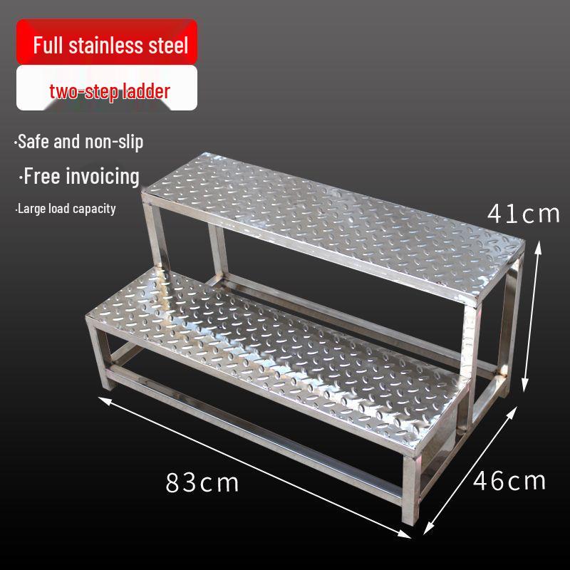 Stainless Steel 4-Step Height-Adjustable Ladder Footstool for Household & Hospital Use