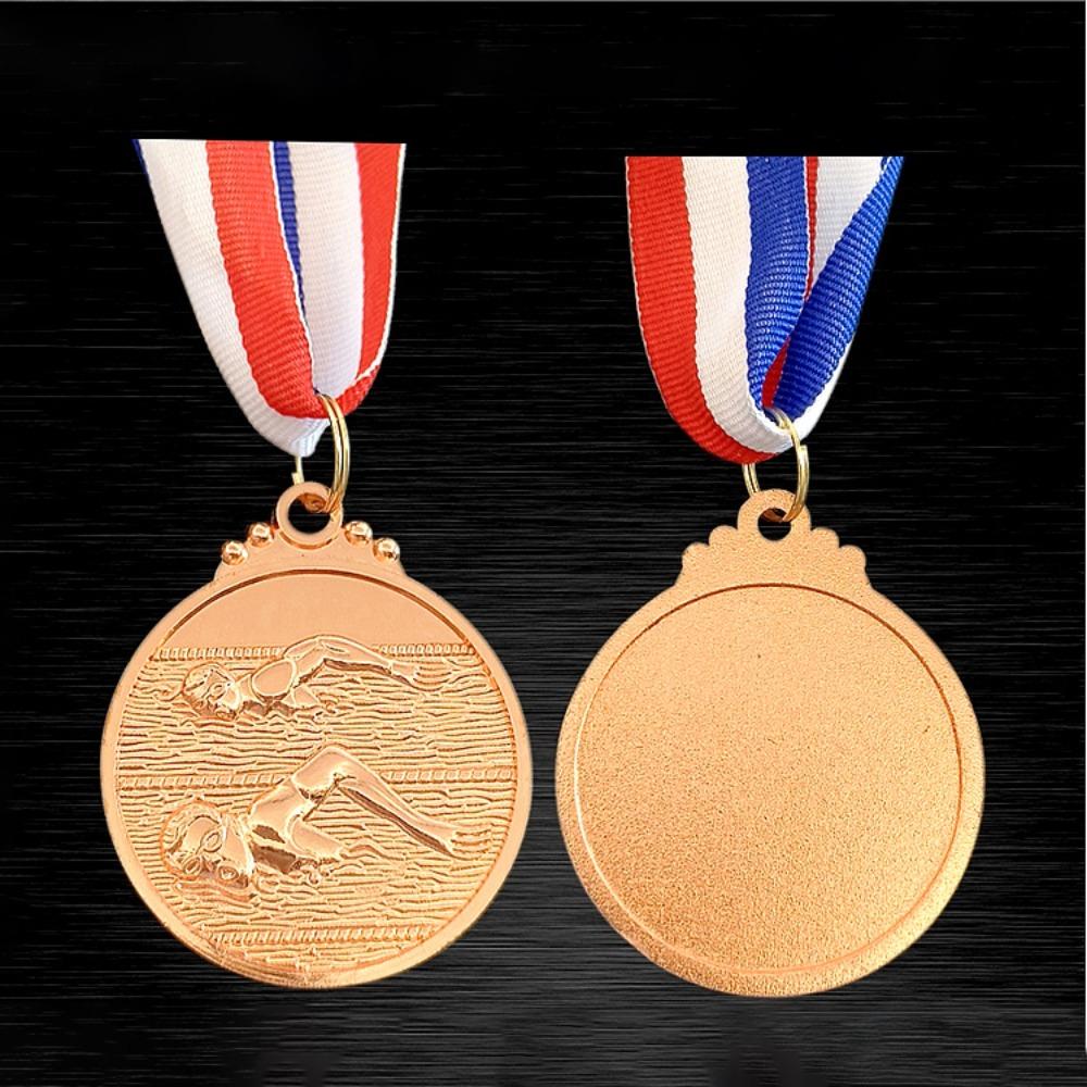 Zinc Alloy Swimming Competition Medal Neck Ribbon Sports Award Winner Round Medal Training Awards