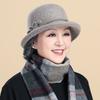 Hat Women's Autumn and Winter Versatile Middle and Old Hat Wool Elegant Flower Pot Hat Retro Curled Top Hat