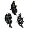 Yousheng Gothic Dark Fantasy Figure, Reading Hooded Grim Reaper Statue, Halloween Resin Sitting Skeleton Figurine for Bookshelf Home