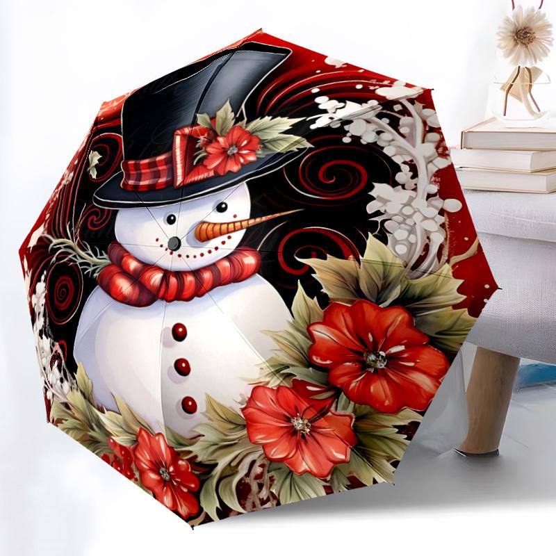 1pc Snowman Automatic Open/Close Umbrella, Lightweight for Women/Men, Perfect Gift - for Everyday or Holiday Eventsyy251127082