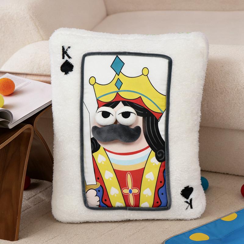 40Cm Funny Playing Card Plush Pillow Stuffed 3D Eyes King Queen Jake Big Joker Seat Cushion Back Head Support Plushie Decor