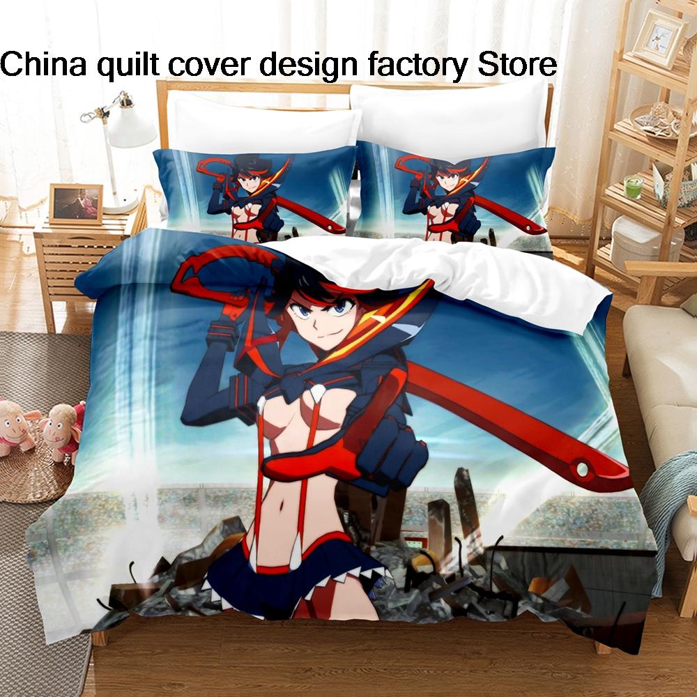 3 шт. Постельное белье Kill La Kill с 3D-принтом Рюко Матой, пододеяльник, наволочки для подростков, фанатов, декор комнаты, подарок, постельное белье