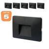 Set of 5 VEKTAB4 Square Black LED Wall Spotlights 3W 3000K IP65