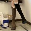 Сапоги женские с широким голенищем, сапоги-скинни, осень-зима 2024, новые в британском стиле, на толстой подошве, на высокой платформе, эластичные сапоги