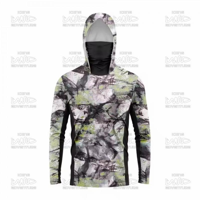 Lightweight Long Sleeve Fishing Hoodie With Face Cover Quick-Dry Breathable UPF Sun Protection Shirt Men