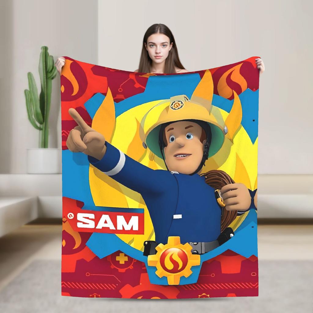Firemans Sams Flannel Blanket Winter Super Warm Throw Blanket for Girls Boys Outdoor Pattern Bedspread Sofa Bed Cover