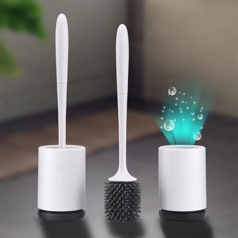 Hygienic Toilet Brush Silicone Bristle Vented Bathroom Bowl Cleaner With Holder Cleaning Kit