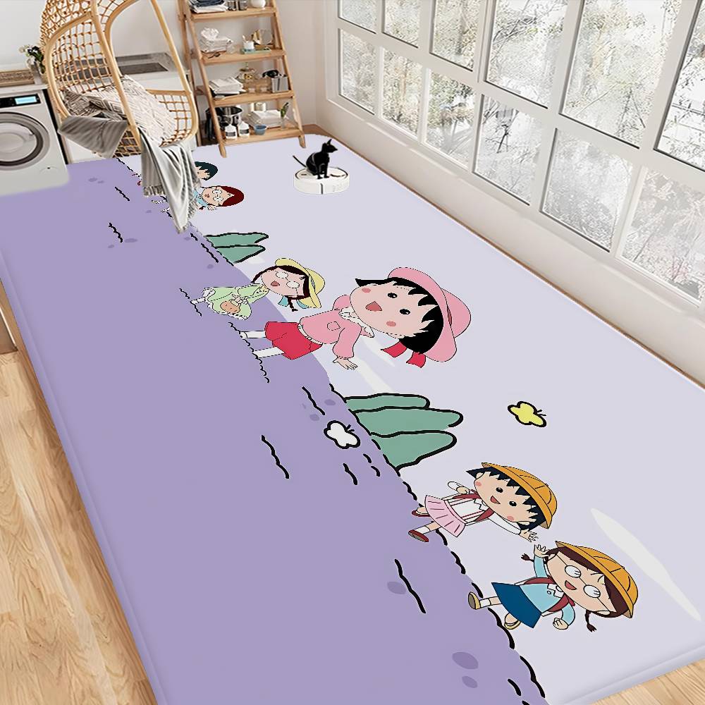 Catoon Chibi Maruko Chan Room Mats Anti-slip Absorb Water Long Strip Cushion Bedroon Mat Household Carpets