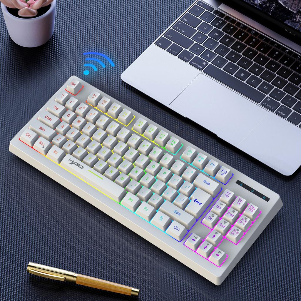 Wireless Keyboard and Mouse Set 2.4G Colourful Backlit Keyboard BT Wireless Office Gaming